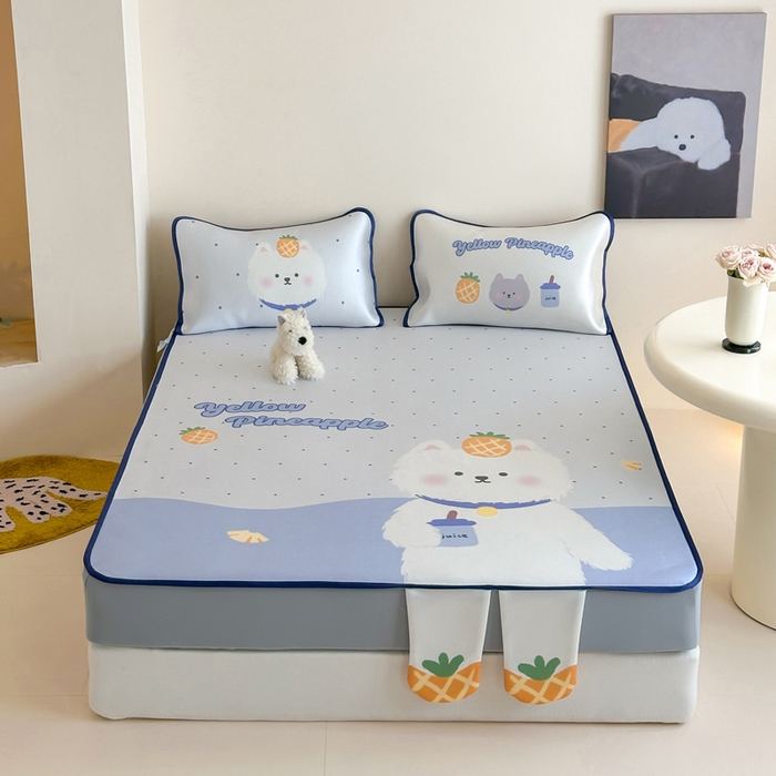 91家纺网 家纺一手货源 找家纺 澳萝拉 2025新款异形冰藤席数码印花系列席子凉席-风格二 喜欢你（床笠款）