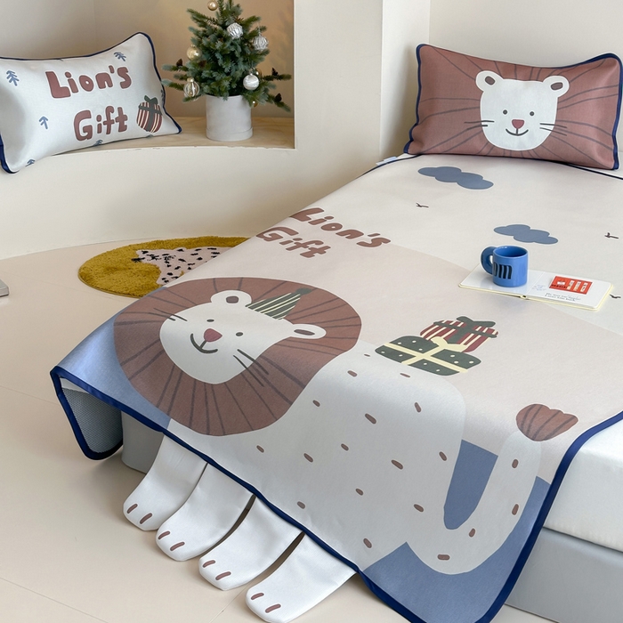 91家纺网 家纺一手货源 找家纺 澳萝拉 2025新款异形冰藤席数码印花系列席子凉席-风格二 狮狮如意（床席款）