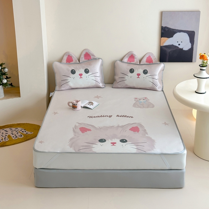 91家纺网 家纺一手货源 找家纺 澳萝拉 2025新款异形冰藤席数码印花系列席子凉席-风格二 甜心（床席款）