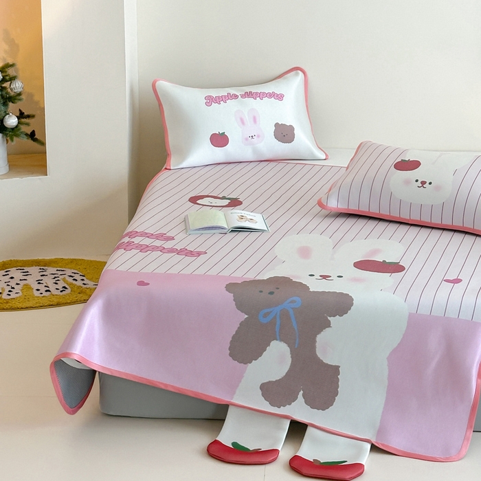 91家纺网 家纺一手货源 找家纺 澳萝拉 2025新款异形冰藤席数码印花系列席子凉席-风格二 棉花糖兔兔（床席款）