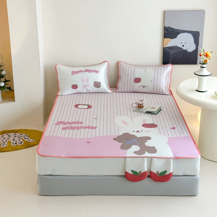 91家纺网 家纺一手货源 找家纺 澳萝拉 2025新款异形冰藤席数码印花系列席子凉席-风格二 棉花糖兔兔（床席款）