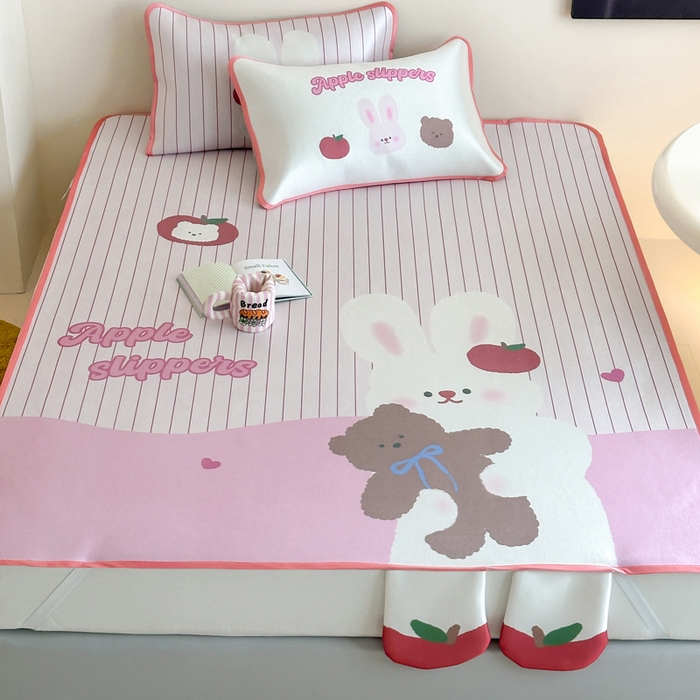 91家纺网 家纺一手货源 找家纺 澳萝拉 2025新款异形冰藤席数码印花系列席子凉席-风格二 棉花糖兔兔（床席款）