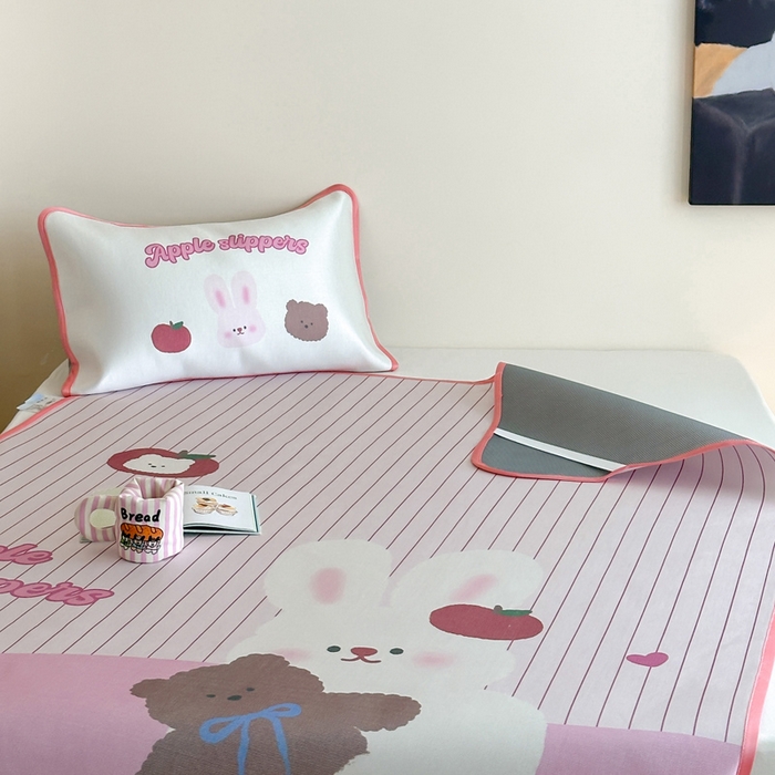 91家纺网 家纺一手货源 找家纺 澳萝拉 2025新款异形冰藤席数码印花系列席子凉席-风格二 棉花糖兔兔（床席款）