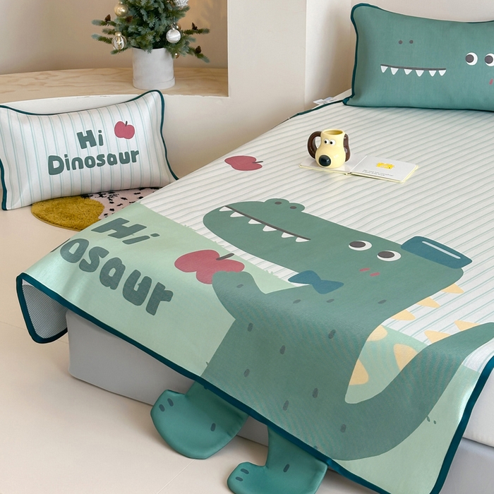 91家纺网 家纺一手货源 找家纺 澳萝拉 2025新款异形冰藤席数码印花系列席子凉席-风格二 萌萌龙龙（床席款）