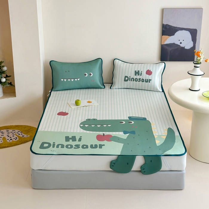 91家纺网 家纺一手货源 找家纺 澳萝拉 2025新款异形冰藤席数码印花系列席子凉席-风格二 萌萌龙龙（床席款）