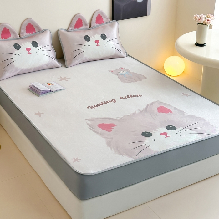 91家纺网 家纺一手货源 找家纺 澳萝拉 2025新款异形冰藤席数码印花系列席子凉席-风格二 甜心（床笠款）