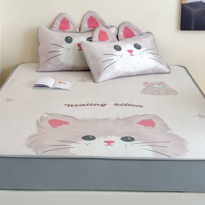 91家纺网 家纺一手货源 找家纺 澳萝拉 2025新款异形冰藤席数码印花系列席子凉席-风格二 甜心（床笠款）