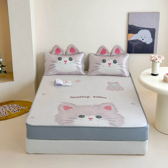 91家纺网 家纺一手货源 找家纺 澳萝拉 2025新款异形冰藤席数码印花系列席子凉席-风格二 甜心（床笠款）