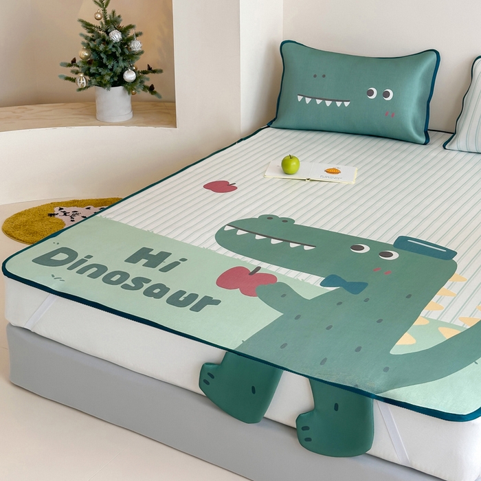 91家纺网 家纺一手货源 找家纺 澳萝拉 2025新款异形冰藤席数码印花系列席子凉席-风格二 萌萌龙龙（床席款）