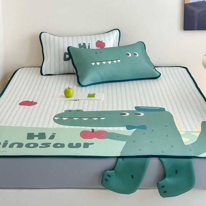 91家纺网 家纺一手货源 找家纺 澳萝拉 2025新款异形冰藤席数码印花系列席子凉席-风格二 萌萌龙龙（床笠款）