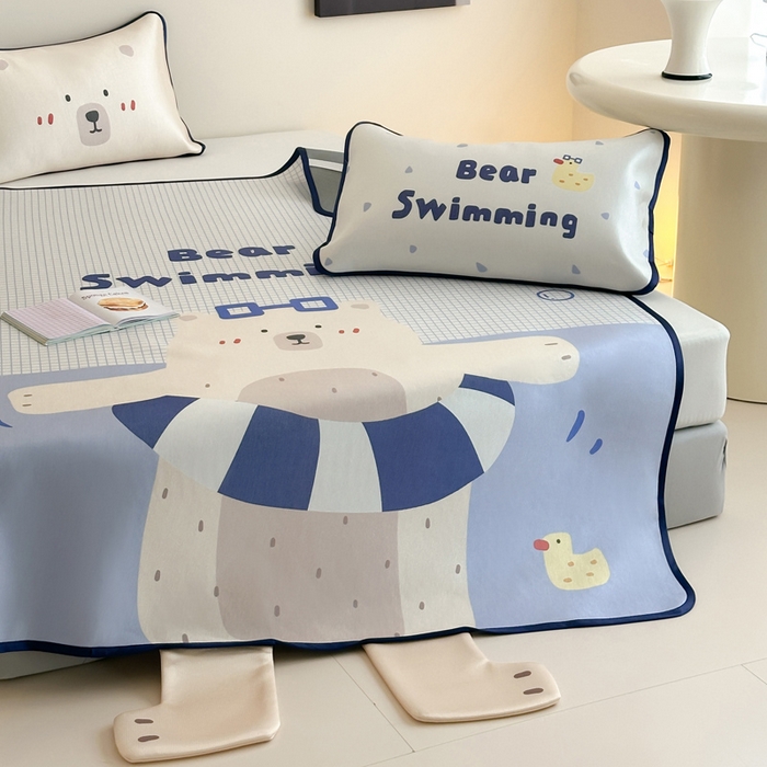 91家纺网 家纺一手货源 找家纺 澳萝拉 2025新款异形冰藤席数码印花系列席子凉席-风格二 熊熊乐园（床席款）