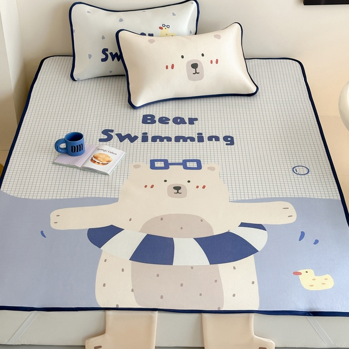 91家纺网 家纺一手货源 找家纺 澳萝拉 2025新款异形冰藤席数码印花系列席子凉席-风格二 熊熊乐园（床席款）