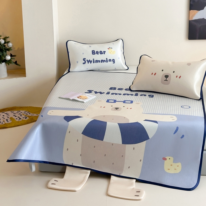 91家纺网 家纺一手货源 找家纺 澳萝拉 2025新款异形冰藤席数码印花系列席子凉席-风格二 熊熊乐园（床席款）