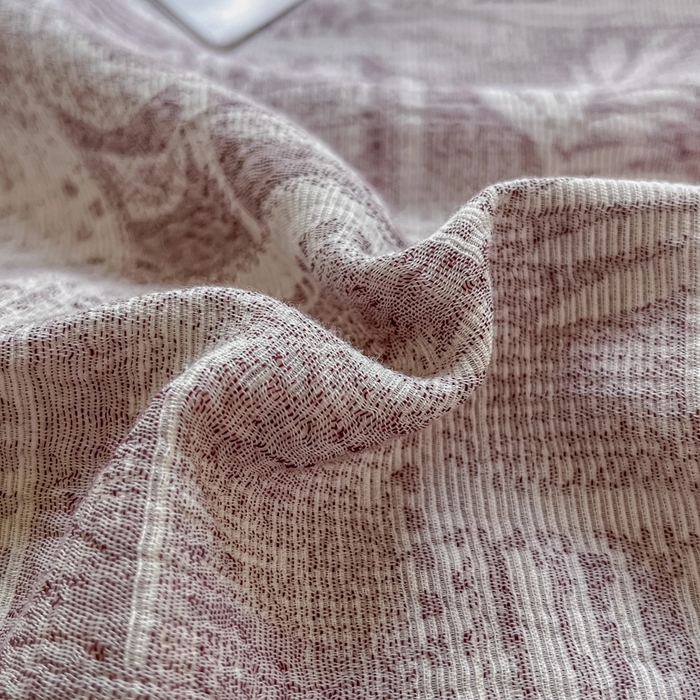 91家纺网 家纺一手货源 找家纺 菡宝 2025新款a类母婴级全棉色织三层纱提花被套纯棉被罩四件套支持定做定制尺寸 叶之美-紫