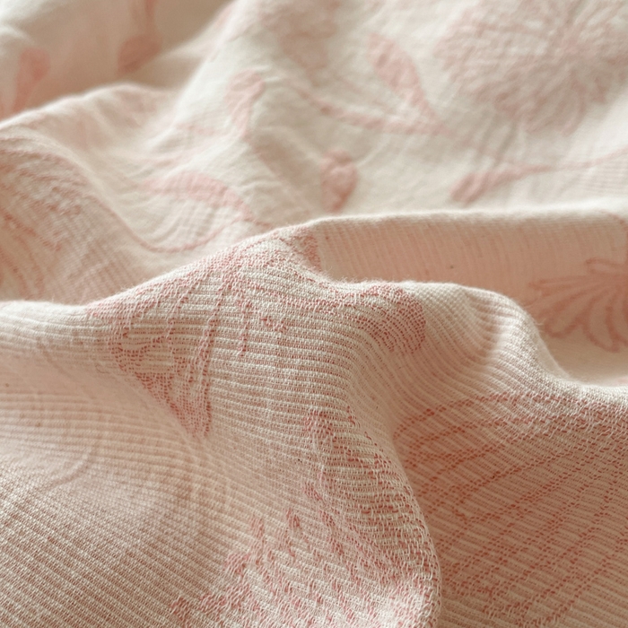 91家纺网 家纺一手货源 找家纺 菡宝 2025新款a类母婴级全棉色织三层纱提花被套纯棉被罩四件套支持定做定制尺寸 韵蝶-粉