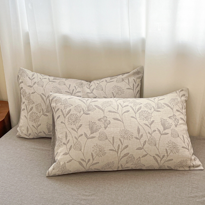 91家纺网 家纺一手货源 找家纺 菡宝 2025新款a类母婴级全棉色织三层纱提花被套纯棉被罩四件套支持定做定制尺寸 韵蝶-灰