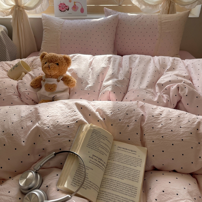 91家纺网 家纺一手货源 找家纺 桃心家居 2025新款云感水洗棉蕾丝花边四件套 水洗棉花边-蕾丝粉桃粉粉