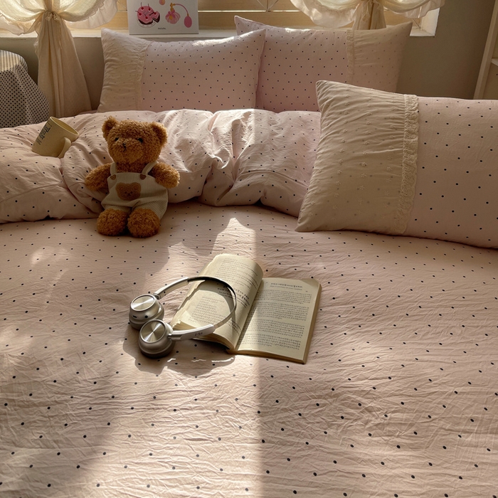 91家纺网 家纺一手货源 找家纺 桃心家居 2025新款云感水洗棉蕾丝花边四件套 水洗棉花边-蕾丝粉桃粉粉