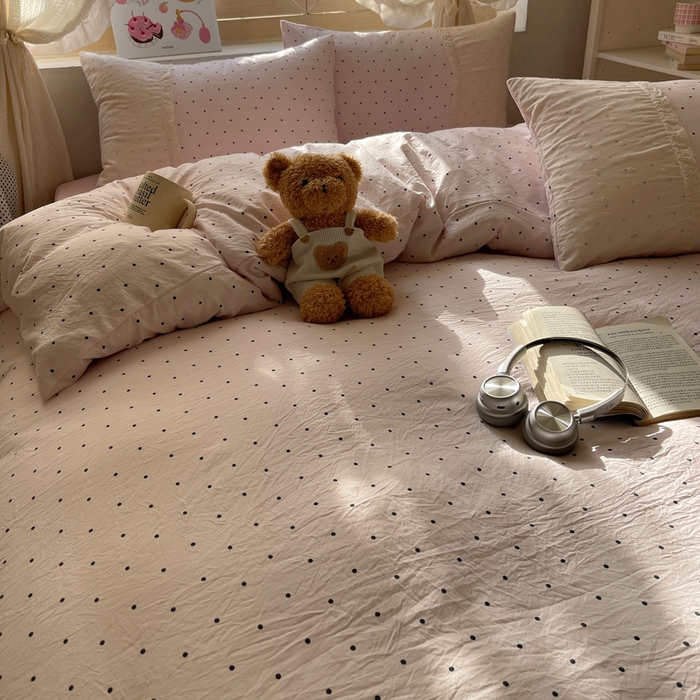 91家纺网 家纺一手货源 找家纺 桃心家居 2025新款云感水洗棉蕾丝花边四件套 水洗棉花边-蕾丝粉桃粉粉