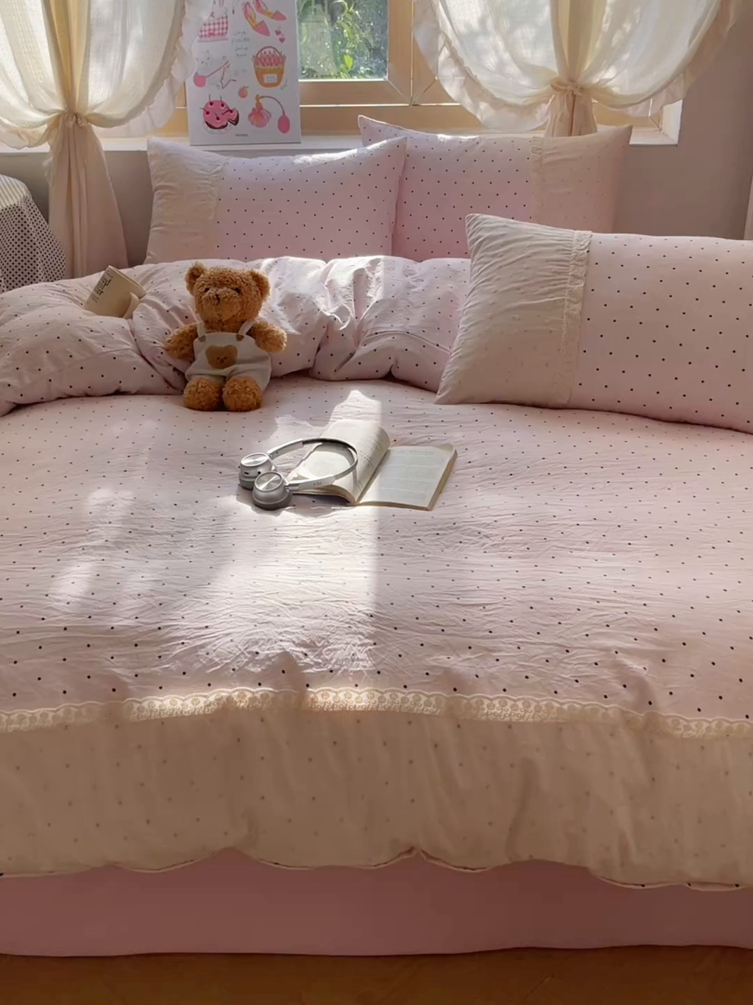 91家纺网 家纺一手货源 找家纺 桃心家居 2025新款云感水洗棉蕾丝花边四件套 水洗棉花边-蕾丝粉桃粉粉