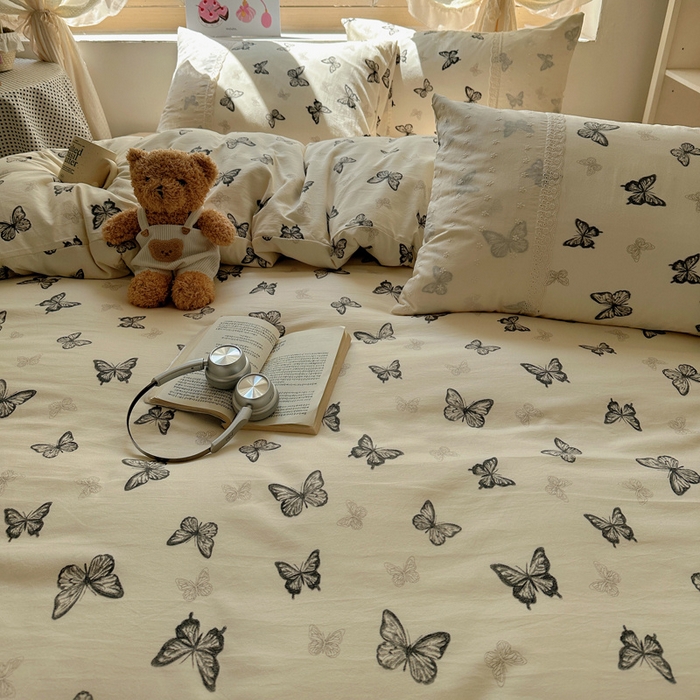 91家纺网 家纺一手货源 找家纺 桃心家居 2025新款云感水洗棉蕾丝花边四件套 水洗棉花边-蕾丝幻蝶