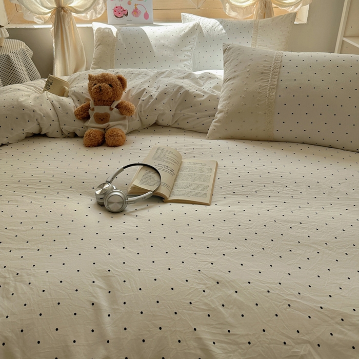 91家纺网 家纺一手货源 找家纺 桃心家居 2025新款云感水洗棉蕾丝花边四件套 水洗棉花边-蕾丝奶白清蓝