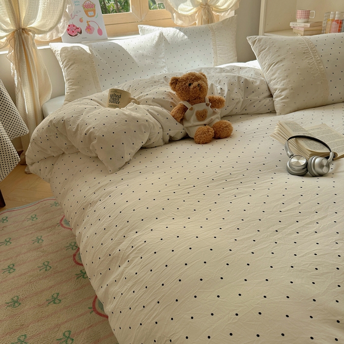 91家纺网 家纺一手货源 找家纺 桃心家居 2025新款云感水洗棉蕾丝花边四件套 水洗棉花边-蕾丝奶白清蓝