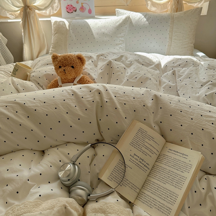 91家纺网 家纺一手货源 找家纺 桃心家居 2025新款云感水洗棉蕾丝花边四件套 水洗棉花边-蕾丝奶白清蓝