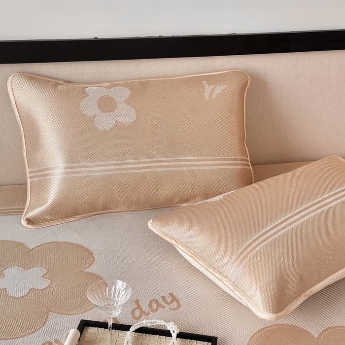 91家纺网 家纺一手货源 找家纺 乐居家纺 2025新款A类碳光抗菌凉感可水洗冰丝凉席席子床笠款 冰丝小熊-咖