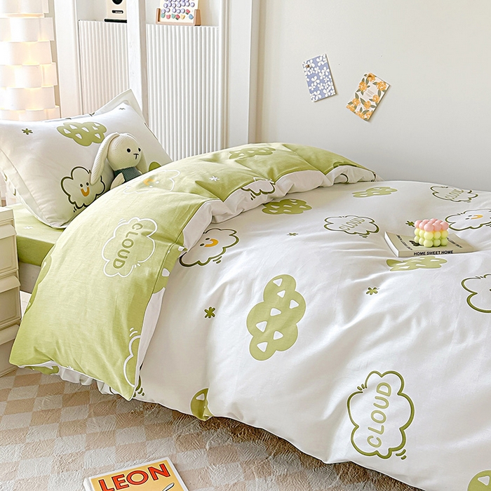 91家纺网 家纺一手货源 找家纺 鑫宇 2025全棉13372床单款印花学生三件套 浮云