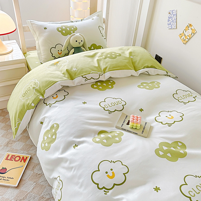 91家纺网 家纺一手货源 找家纺 鑫宇 2025全棉13372床单款印花学生三件套 浮云