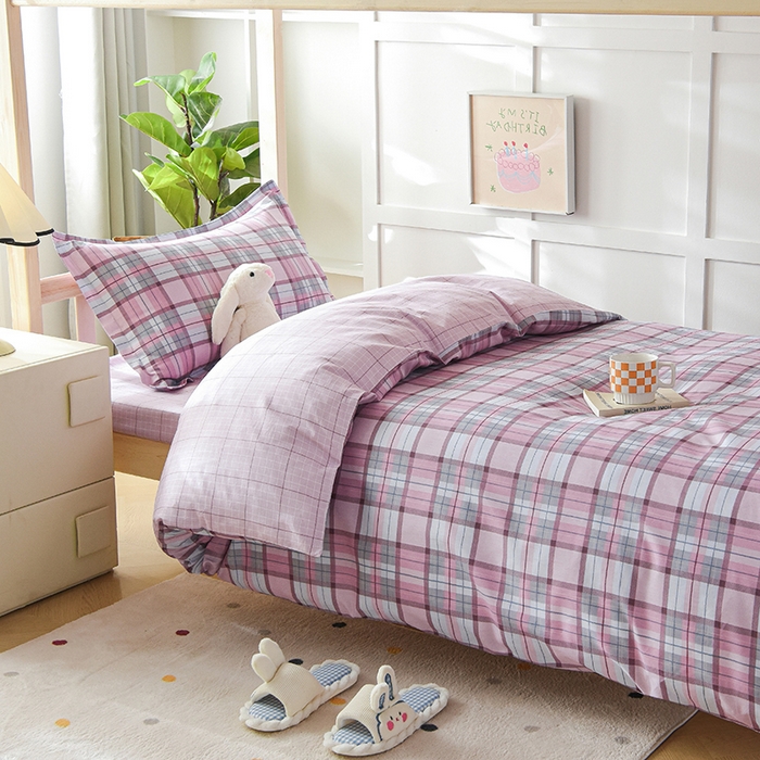 91家纺网 家纺一手货源 找家纺 鑫宇 2025全棉13372床单款印花学生三件套 梦的启航-粉