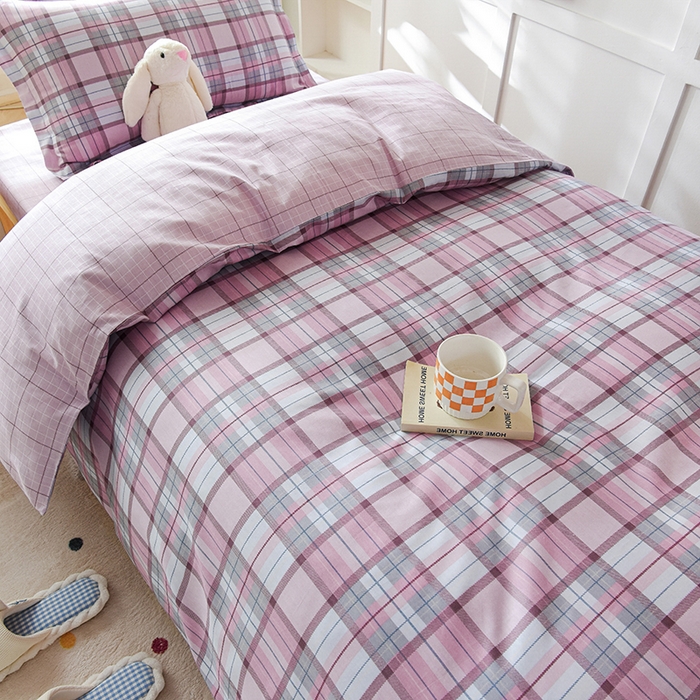 91家纺网 家纺一手货源 找家纺 鑫宇 2025全棉13372床单款印花学生三件套 梦的启航-粉