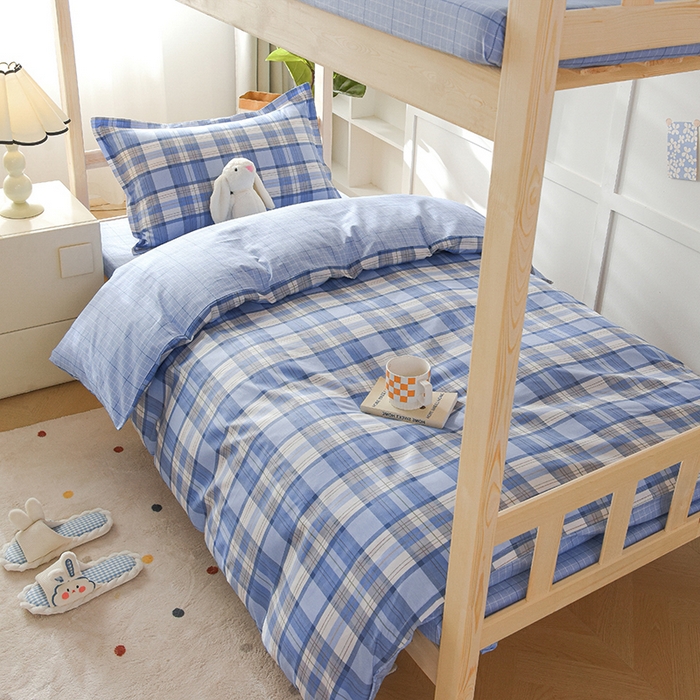 91家纺网 家纺一手货源 找家纺 鑫宇 2025全棉13372床单款印花学生三件套 梦的启航-蓝