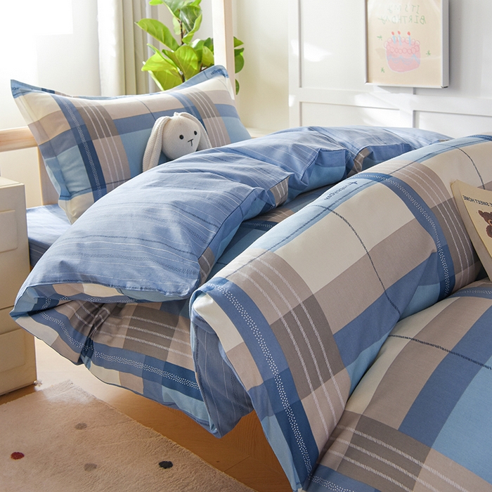 91家纺网 家纺一手货源 找家纺 鑫宇 2025全棉13372床单款印花学生三件套 米拉之城-蓝