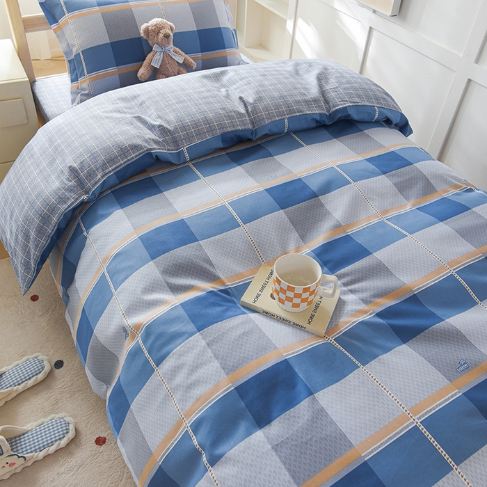 91家纺网 家纺一手货源 找家纺 鑫宇 2025全棉13372床单款印花学生三件套 夏曲-蓝