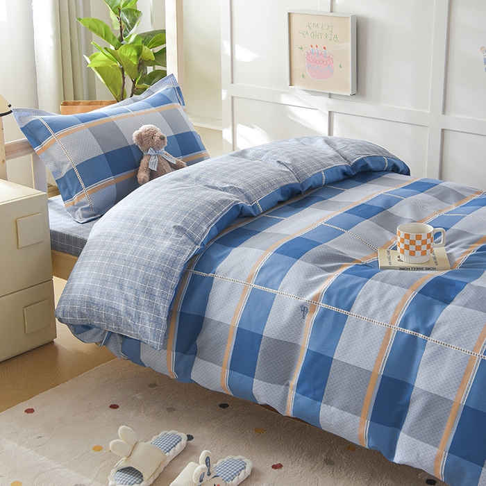 91家纺网 家纺一手货源 找家纺 鑫宇 2025全棉13372床单款印花学生三件套 夏曲-蓝