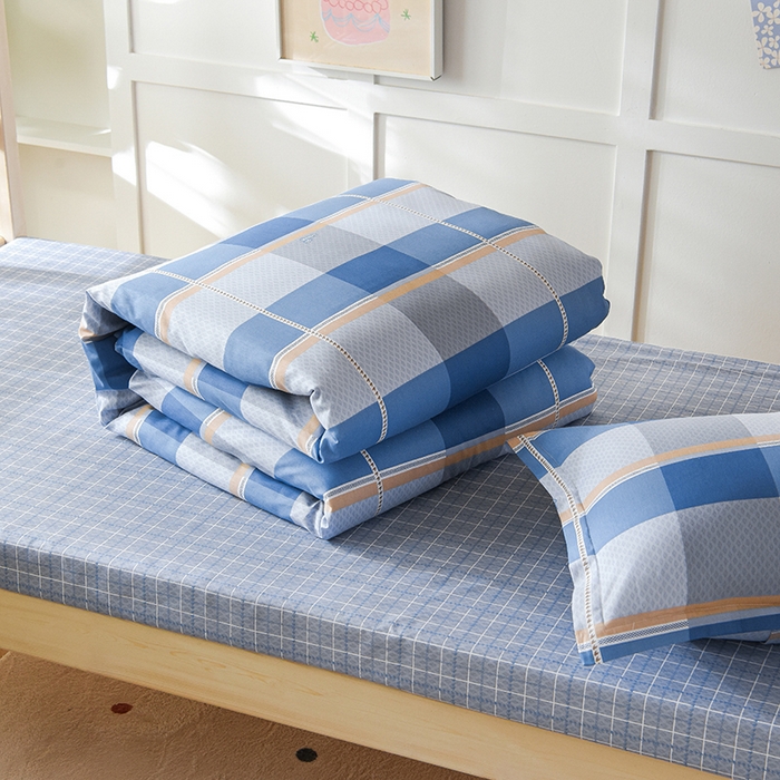 91家纺网 家纺一手货源 找家纺 鑫宇 2025全棉13372床单款印花学生三件套 夏曲-蓝