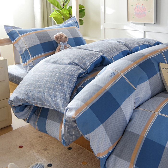 91家纺网 家纺一手货源 找家纺 鑫宇 2025全棉13372床单款印花学生三件套 夏曲-蓝