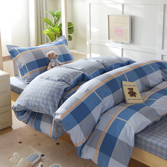 91家纺网 家纺一手货源 找家纺 鑫宇 2025全棉13372床单款印花学生三件套 夏曲-蓝