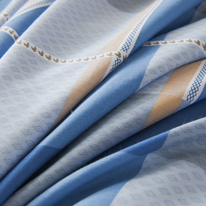 91家纺网 家纺一手货源 找家纺 鑫宇 2025全棉13372床单款印花学生三件套 夏曲-蓝