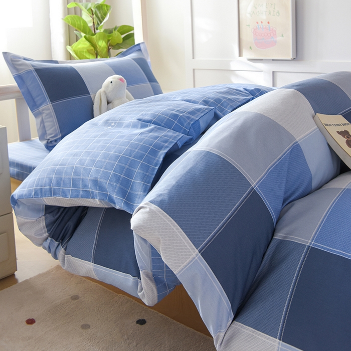 91家纺网 家纺一手货源 找家纺 鑫宇 2025全棉13372床单款印花学生三件套 向往生活-蓝