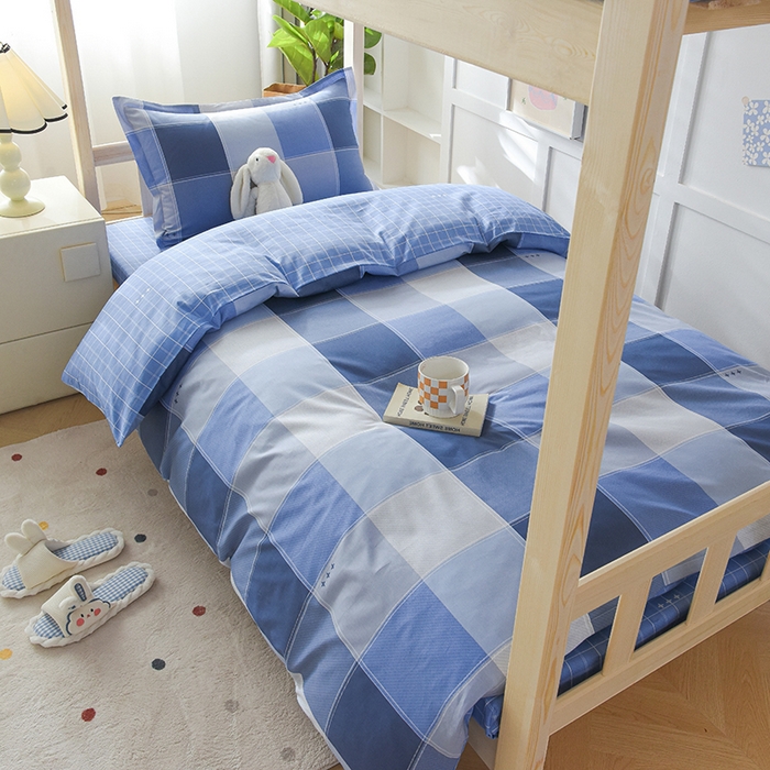 91家纺网 家纺一手货源 找家纺 鑫宇 2025全棉13372床单款印花学生三件套 向往生活-蓝