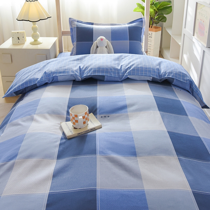 91家纺网 家纺一手货源 找家纺 鑫宇 2025全棉13372床单款印花学生三件套 向往生活-蓝