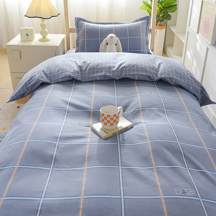 91家纺网 家纺一手货源 找家纺 鑫宇 2025全棉13372床单款印花学生三件套 新都时尚-灰