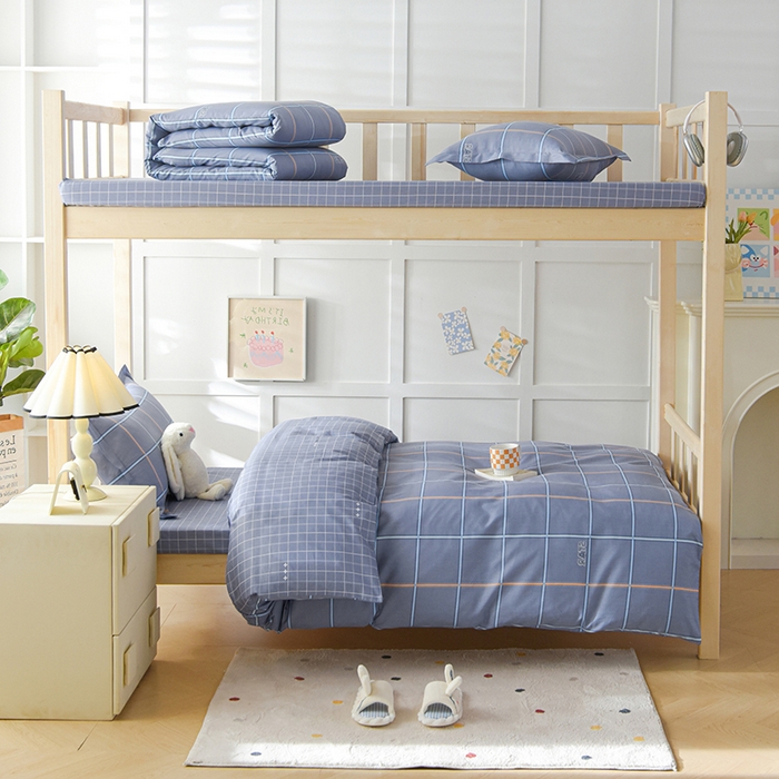 91家纺网 家纺一手货源 找家纺 鑫宇 2025全棉13372床单款印花学生三件套 新都时尚-灰