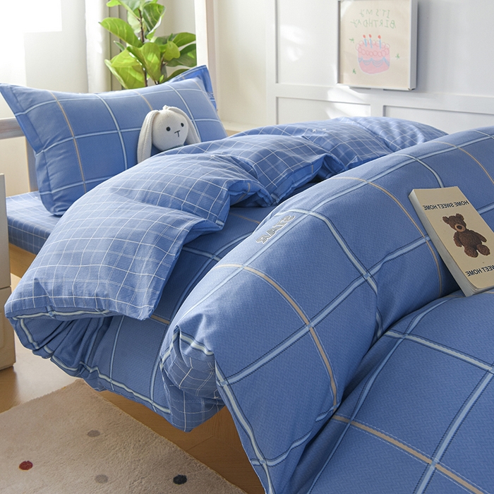 91家纺网 家纺一手货源 找家纺 鑫宇 2025全棉13372床单款印花学生三件套 新都时尚-蓝