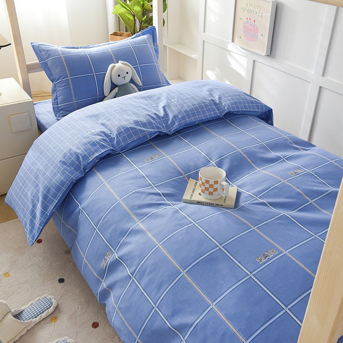 91家纺网 家纺一手货源 找家纺 鑫宇 2025全棉13372床单款印花学生三件套 新都时尚-蓝