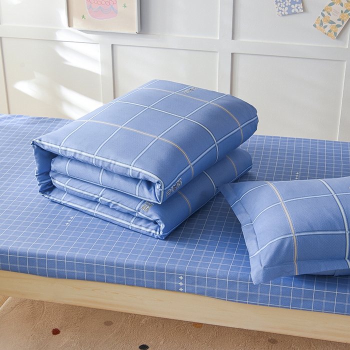 91家纺网 家纺一手货源 找家纺 鑫宇 2025全棉13372床单款印花学生三件套 新都时尚-蓝