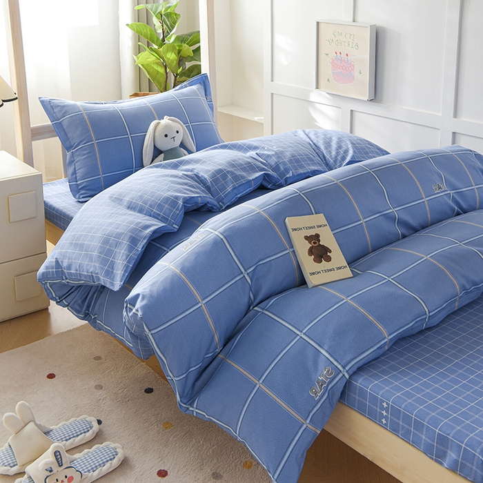 91家纺网 家纺一手货源 找家纺 鑫宇 2025全棉13372床单款印花学生三件套 新都时尚-蓝